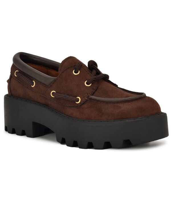 ナインウェスト レディース シューズ パンプス レース ローファー Nine West Womens Kerisa LaceUp Chunky Lug Sole Loafers Dark Brown ブラウン