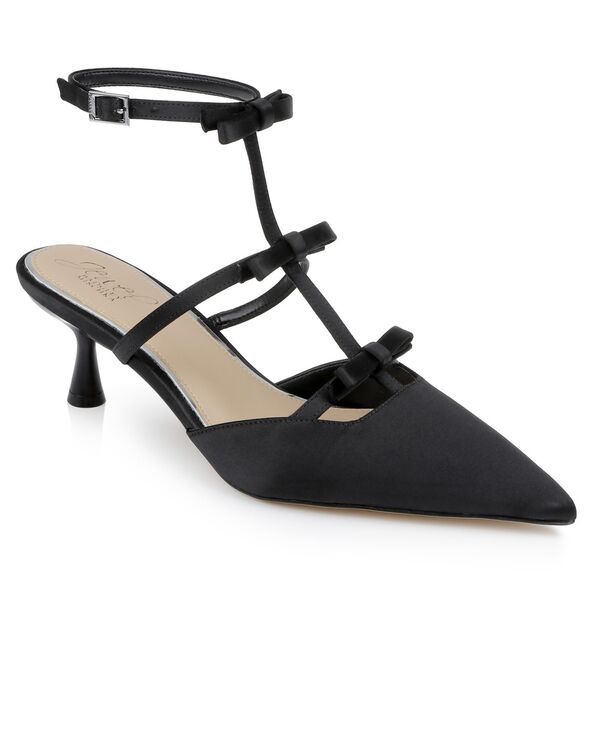 ジュウェルダグレイミシュカ レディース シューズ パンプス Jewel Badgley Mischka Womens Elisabetta Bow Pointed Toe Pumps Black Satin ブラック