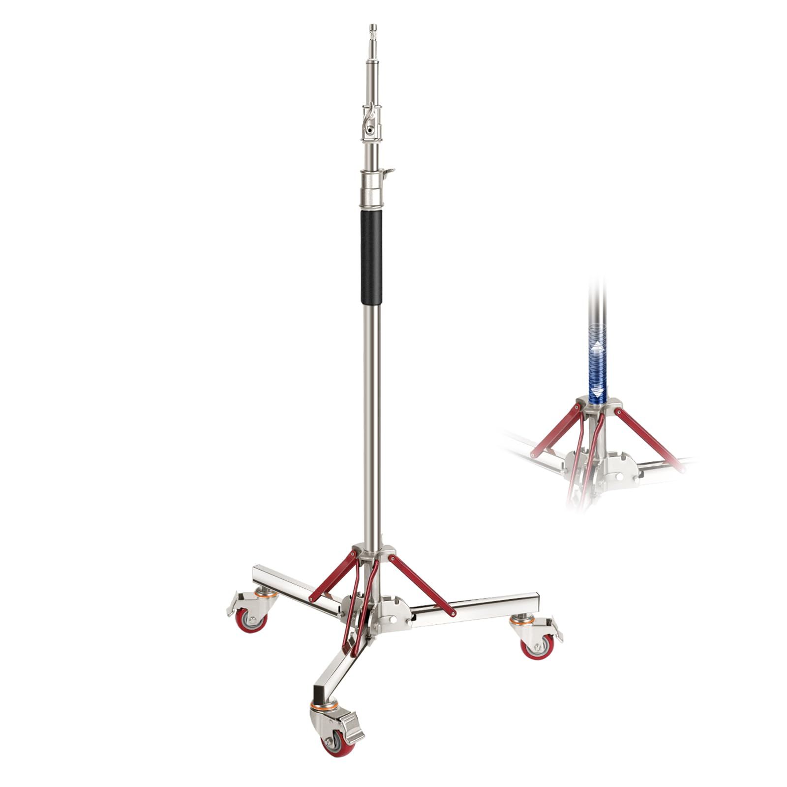 新品 NEEWER BASICS 撮影用ライトスタンド キャスター付き 130-305cm 三脚スタンド 100%ステンレススチール製 頑丈 調整可能 写真用ライトスタンド ストロボ/LEDビデオリングライト/モノライト/ソフトボックス/リフレクター用 最大荷
