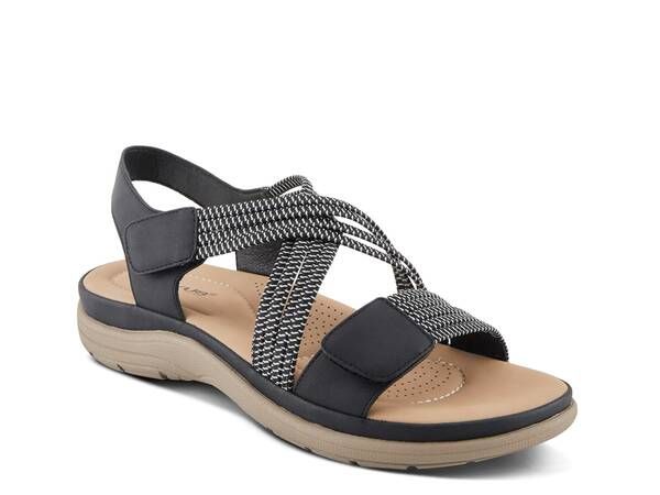 フレクサス レディース シューズ サンダル Flexus by Spring Step Crossbeam Wedge Sandal Black ブラック