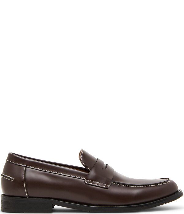 スティーブ マデン メンズ シューズ スリッポン・ローファー コントラスト レザー Steve Madden Mens Natan Leather Contrastitch Penny Loafers Dark Brown ブラウン