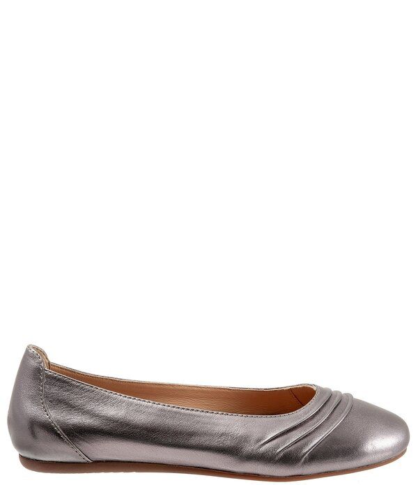 ソフトウォーク レディース シューズ パンプス ギャザー レザー SoftWalk Safi Ruched Leather Flats Pewter ピューター