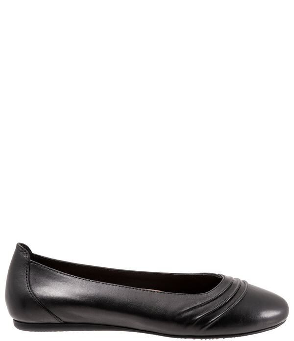 ソフトウォーク レディース シューズ パンプス ギャザー レザー SoftWalk Safi Ruched Leather Flats Black ブラック