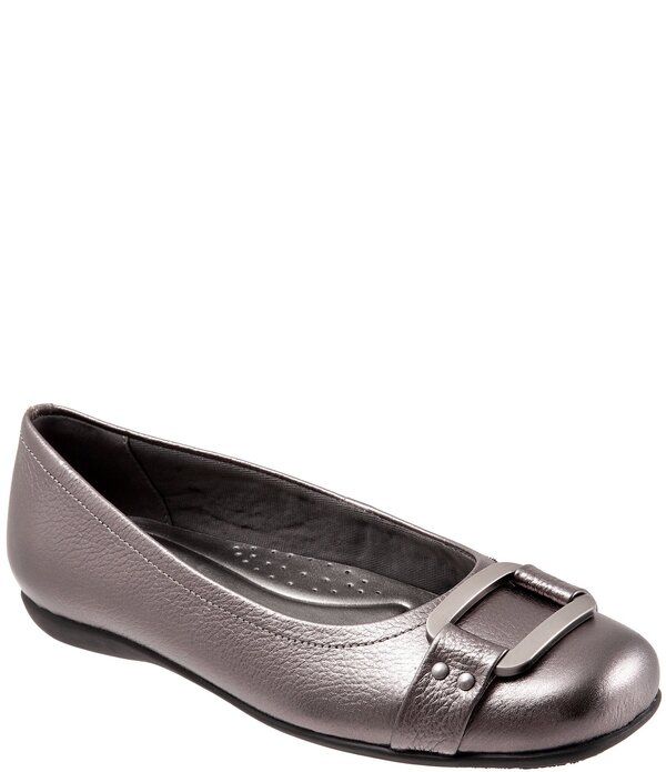 トロッターズ レディース シューズ パンプス レザー Trottersizzle Signature Leather Buckle Ornament Ballet Flats Pewter ピューター