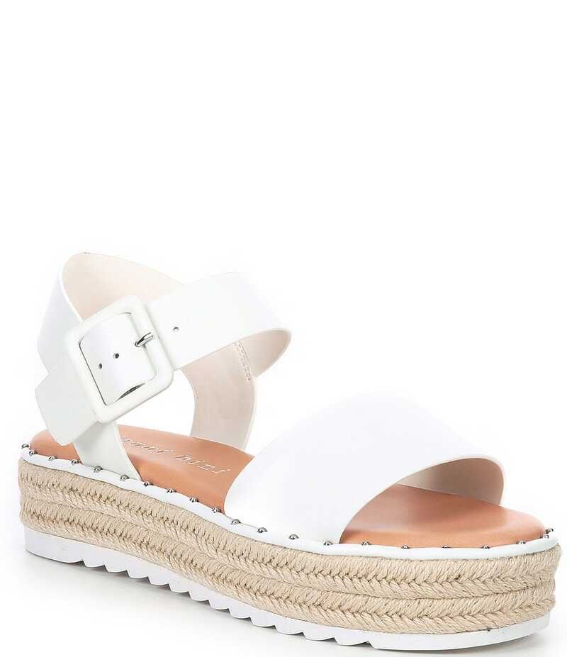 ジャンビニ レディース シューズ スリッポン・ローファー プラットフォーム サンダル Gianni Bini Keegan Buckle Detail Espadrille Platform Sandals White ホワイト
