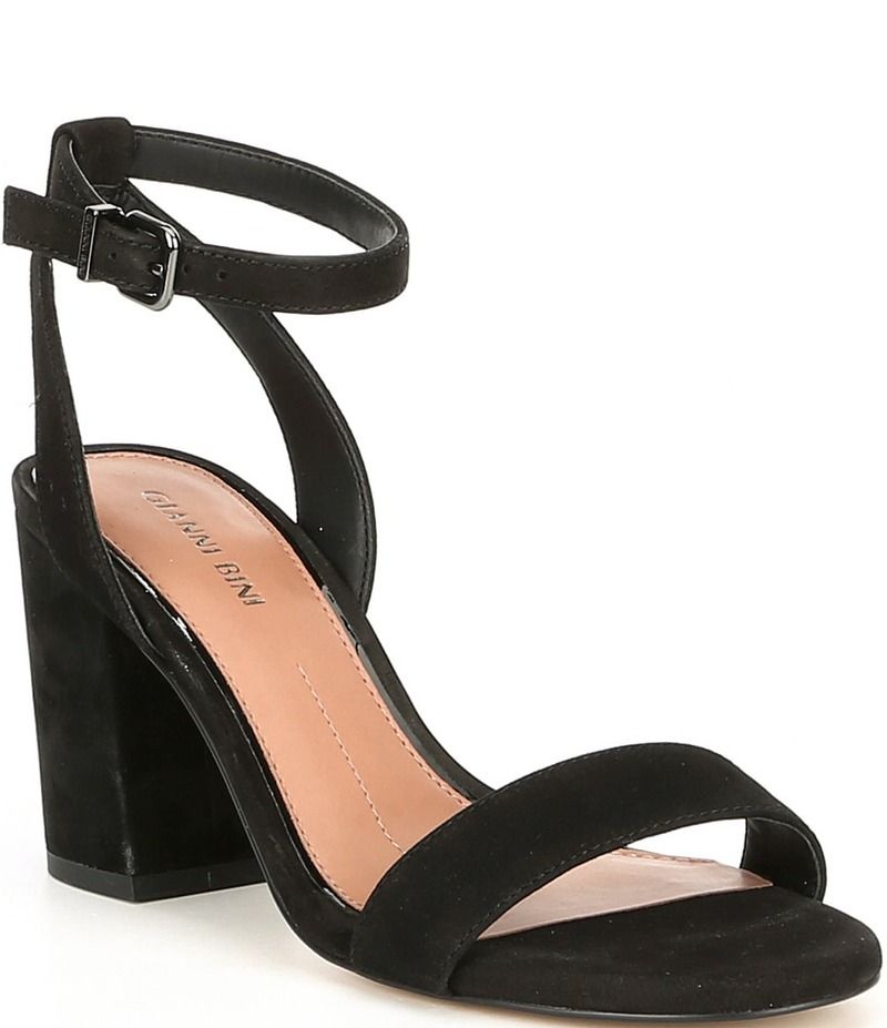 ジャンビニ レディース シューズ ヒール サンダル スエード アンクル Gianni Bini Arleena Suede Ankle Strap Block Heel Sandals Black ブラック