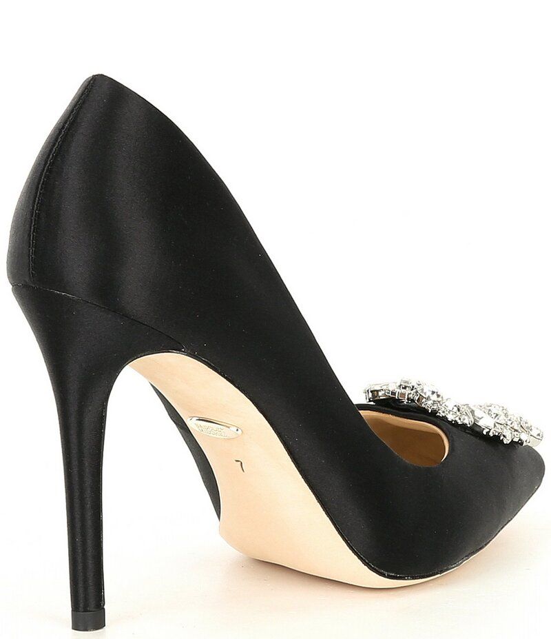 バッジェリーミシュカ レディース シューズ パンプス サテン Badgley Mischka Cher Satin Brooch Embellished Stiletto Pumps Black ブラック