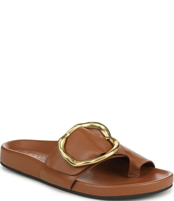 フランコサルト レディース シューズ パンプス サンダル レザー Franco Sarto Brianka Leather Abstract Buckle Toe Loop Sandals Tan タン