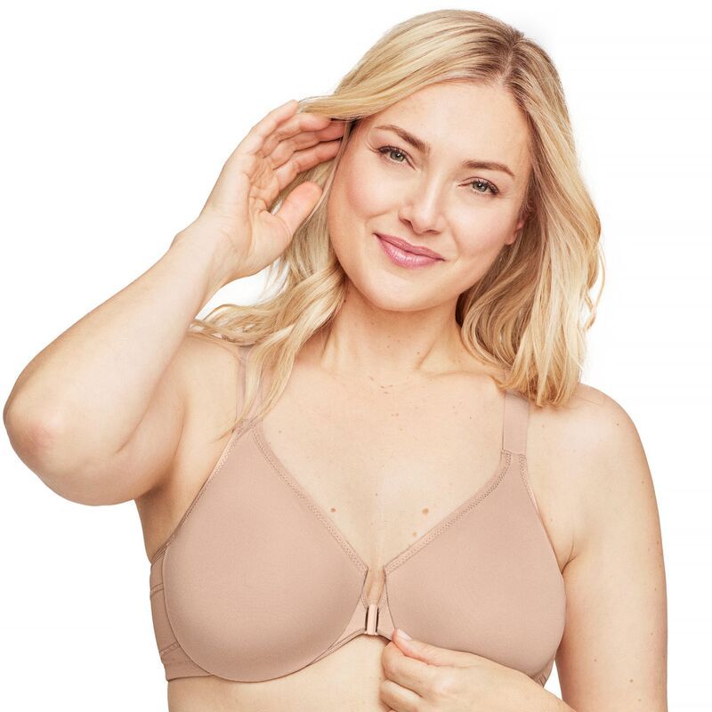 グラマライズ レディース アンダーウェア ブラジャー プラスサイズ Plusize Glamorise Wonderwire Posture Front Close Bra 9265 Cafe