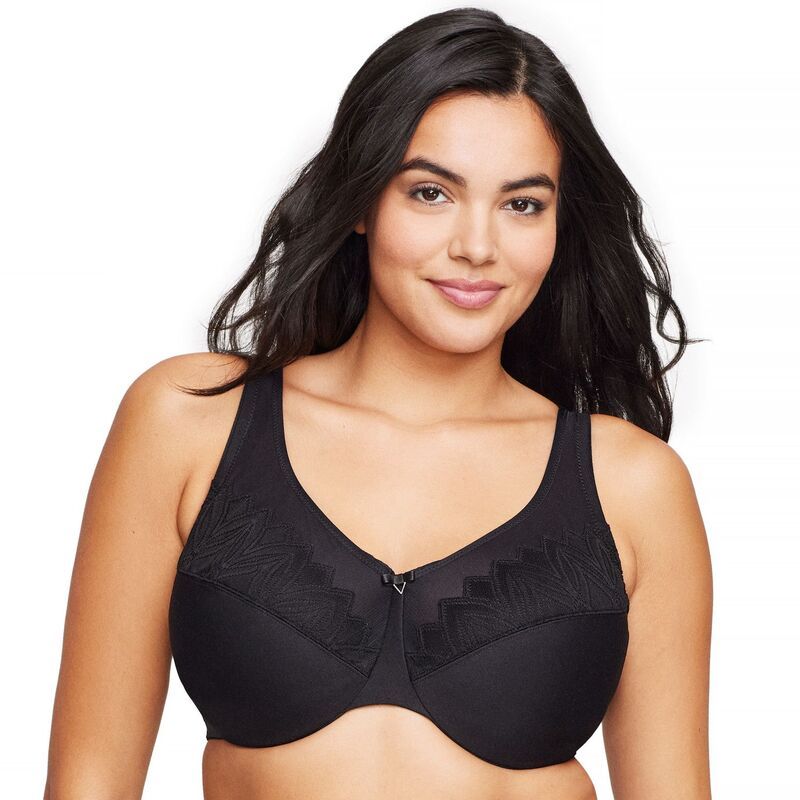 グラマライズ レディース アンダーウェア ブラジャー プラスサイズ ミニ Plusize Glamorise WonderWire Full Figure Minimizer Underwire Bra 9003 Black ブラック
