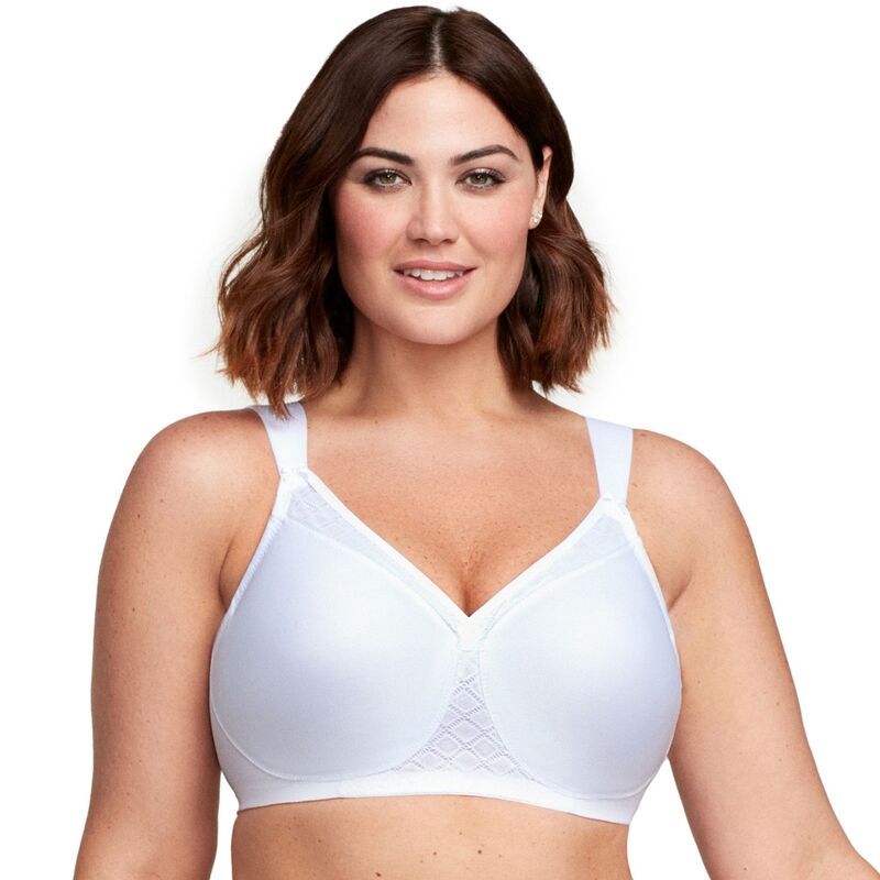 グラマライズ レディース アンダーウェア ブラジャー プラスサイズ Tシャツ Plusize Glamorise FullFigure MagicLift NonPadded WireFree TShirt Bra 1080 White ホワイト