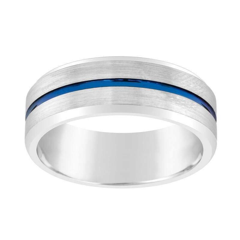 Celebration Gems メンズ アクセサリー リング Celebration Gems Mens 8mm Black Blue IonPlated Tungsten Wedding Band Ring Tungsten Carbide ブラック