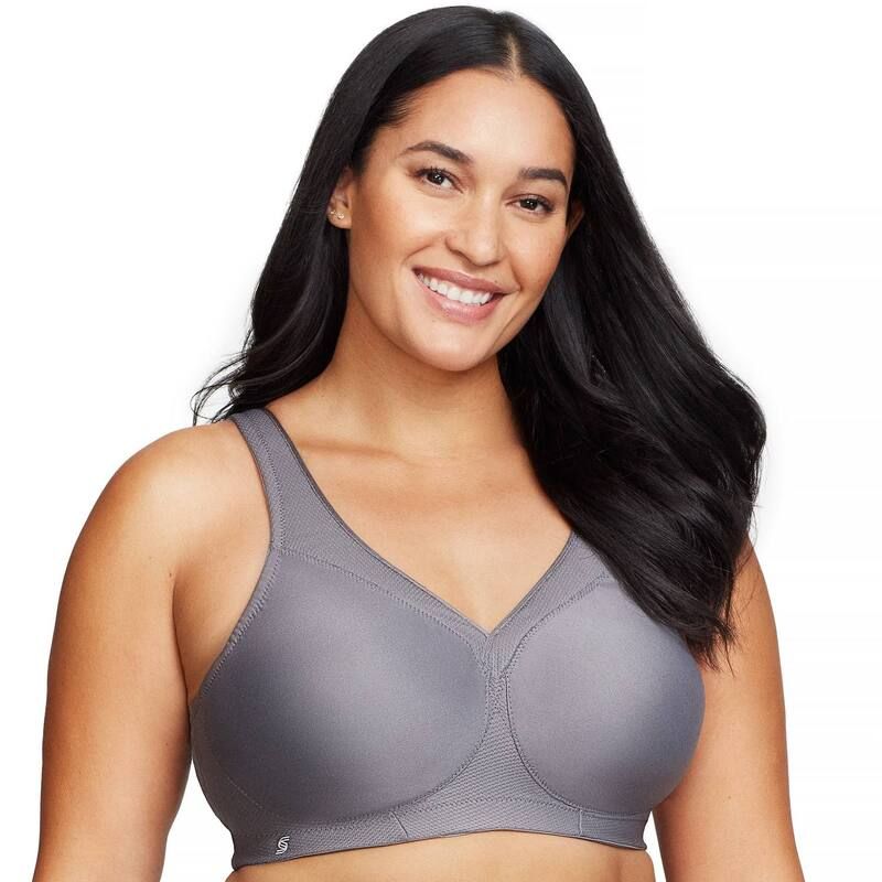 グラマライズ レディース アンダーウェア ブラジャー プラスサイズ Plusize Glamorise FullFigure MagicLift Seamless Wirefree Sports Bra 1006 Charcoal Gray チャコール