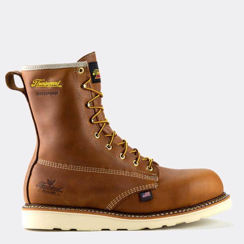 ソログッド メンズ シューズ ブーツ・レインブーツ Thorogood Mens American Heritage Waterproof 8 Inch Tobaccomposite Safety Toe Plain Toe Maxwear Wedge Tob