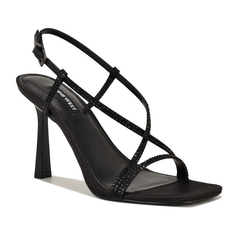 ナインウェスト レディース シューズ サンダル ヒール Nine West Vallanh Womens Higheel Slingback Dressandals Black Satin ブラック