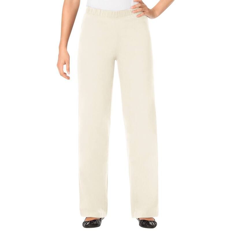 ウーマン ウィズイン レディース ボトムス デニムパンツ プラスサイズ トール ジーンズ Woman Within Plusize Tall Fineline Stretch Denim WideLeg PullOn Jeans Natural Khaki カ