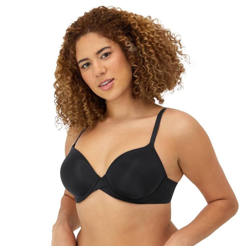 メイデンフォーム レディース アンダーウェア ブラジャー Tシャツ Maidenform One Fab Fit Modern Demi TShirt Underwire Bra DM7543 Black ブラック