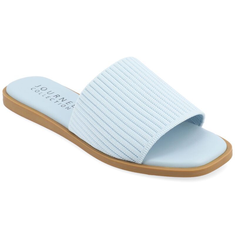 ジュルネ コレクション レディース シューズ サンダル リネン Journee Collection Prisilla Womens Tru Comfort Foam Linen Slip On Slide Sandals Blue ブルー