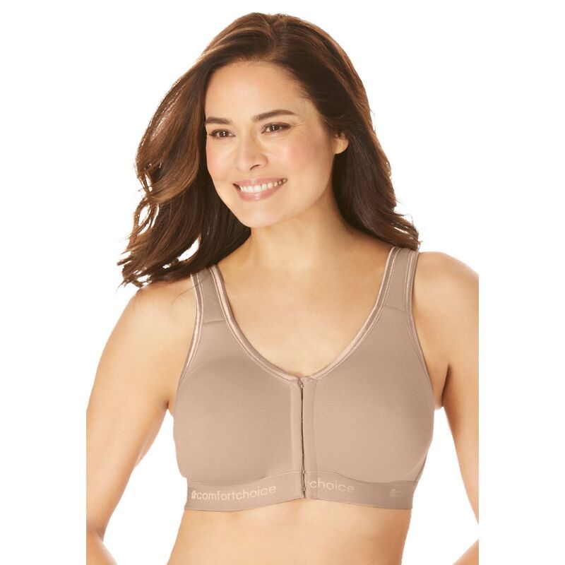 コンフォート チョイス レディース アンダーウェア ブラジャー プラスサイズ Comfort Choice Womens Plusize Wireless Frontclose Lounge Bra Beige ベージュ
