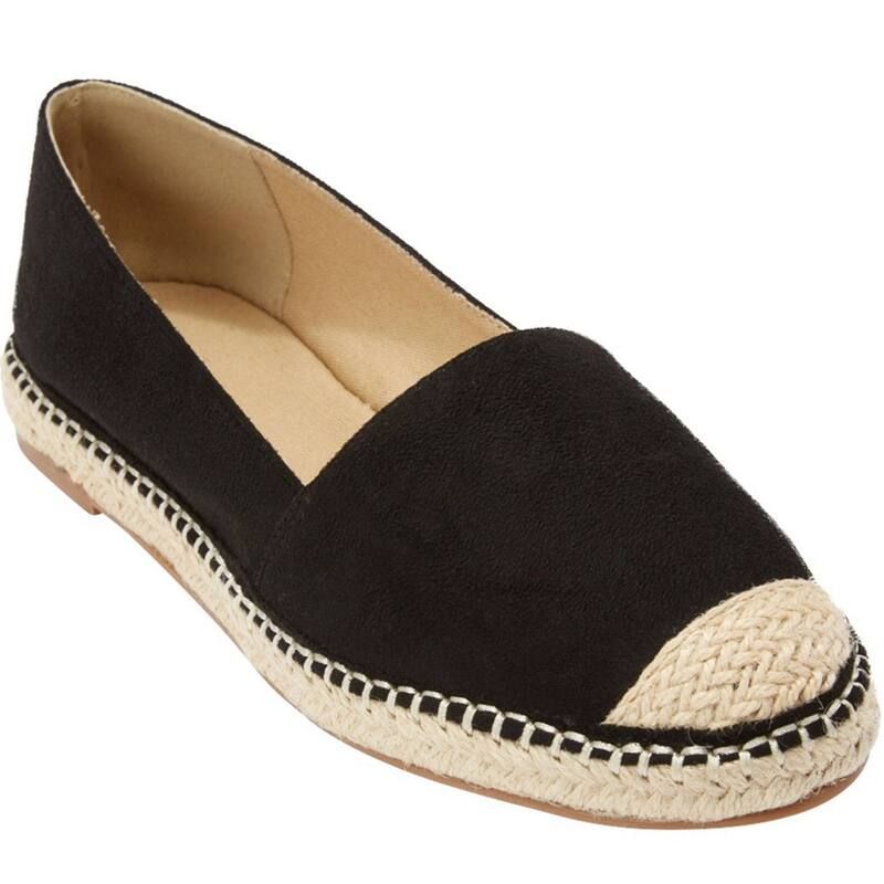 Ellos レディース シューズ サンダル ellos Womens Wide Widths Available Espadrille Flats Black ブラック