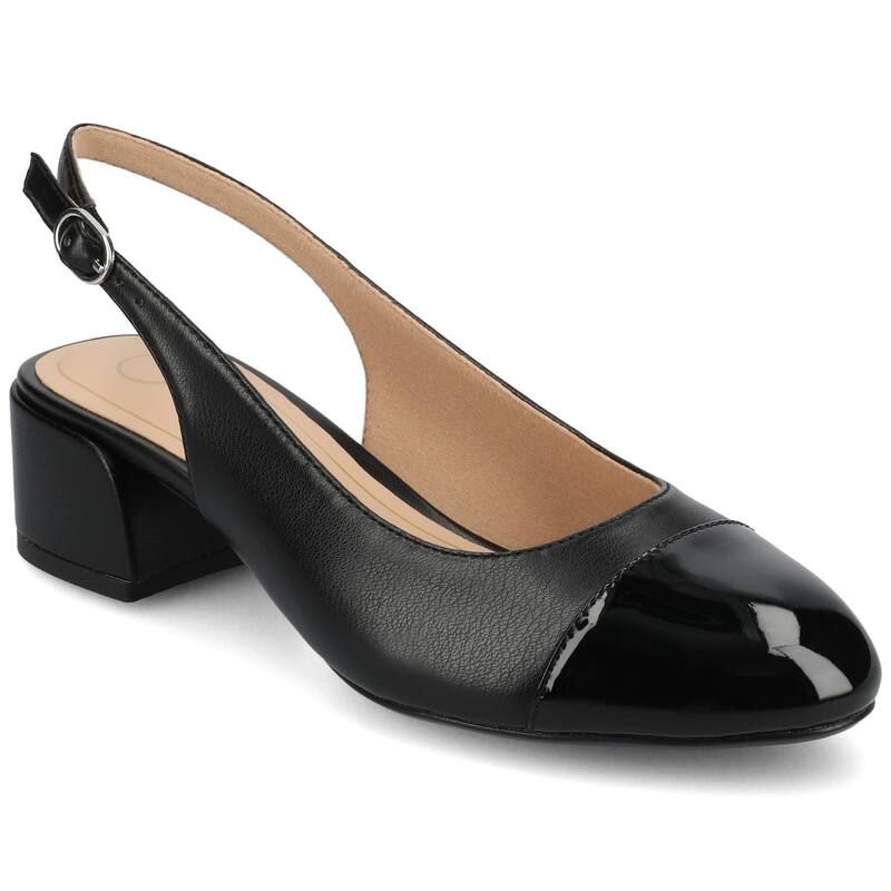 ジャーニー レディース シューズ パンプス キャップ ヒール Journee Sammie Womens Cap Toe Block Heel Slingback Pumps Black ブラック