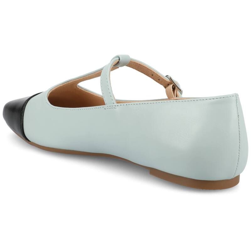 ジャーニー レディース シューズ サンダル キャップ Journee Womens Theah Medium and Wide Width TStrap Cap Toe Mary Jane Dress Flats Champagne シャンパン