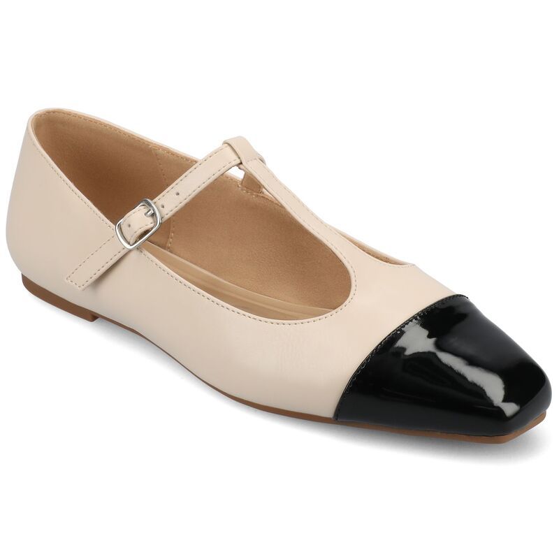 ジュルネ コレクション レディース シューズ サンダル キャップ Journee Collection Womens Theah Medium and Wide Width TStrap Cap Toe Mary Jane Dress Flats Bone