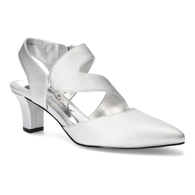 イージーストリート レディース シューズ パンプス アシンメトリー ヒール Easy Street Venue Womens Asymmetrical Higheelsilver Satin シルバー