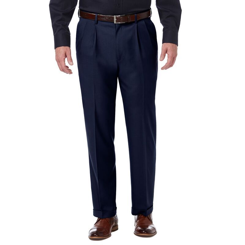 ハガー メンズ ボトムス カジュアルパンツ プリーツ Men s HaggarR Premium Comfort ExpandableWaist ClassicFit Stretch Pleatedress Pants Blue ブルー