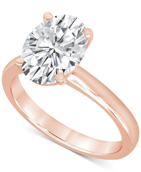 バッジェリーミシュカ レディース アクセサリー リング Badgley Mischka Certified Lab Grown Diamond OvalCut Solitairengagement Ring 3 ctw in 14k Rose Gold ゴール