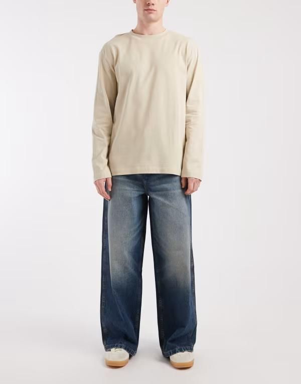 エイソス メンズ ボトムス デニムパンツ ジーンズ ASOS DESIGN loose jeans in dark wash blue with tint Dark wash blue ブルー