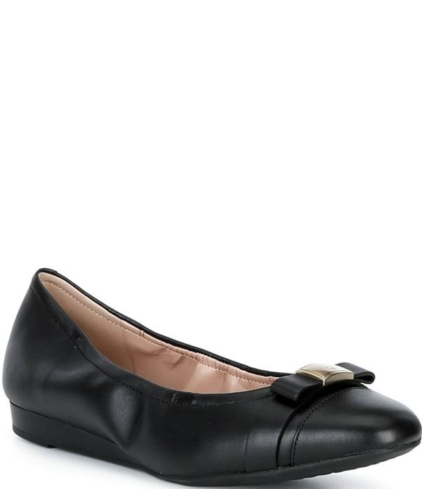 コールハーン レディース シューズ パンプス レザー Cole Haan GoTova Leather Bow Ballet Flats Black ブラック