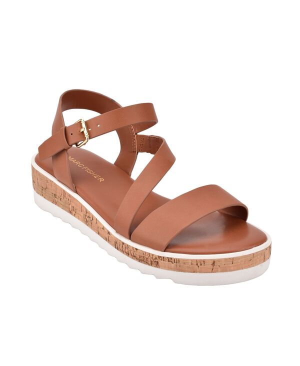 マークフィッシャー レディース シューズ パンプス サンダル Marc Fisher Womens Grandie Treaded Flatform Wedge Sandals Cognac