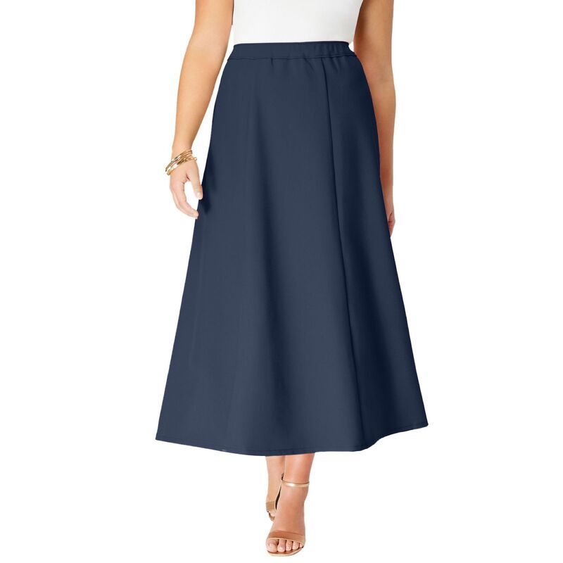 ロアマンズ レディース ボトムスカート A ライン プラスサイズ Roamans Womens Plusize Bend Over A Line Skirt Navy ネイビー