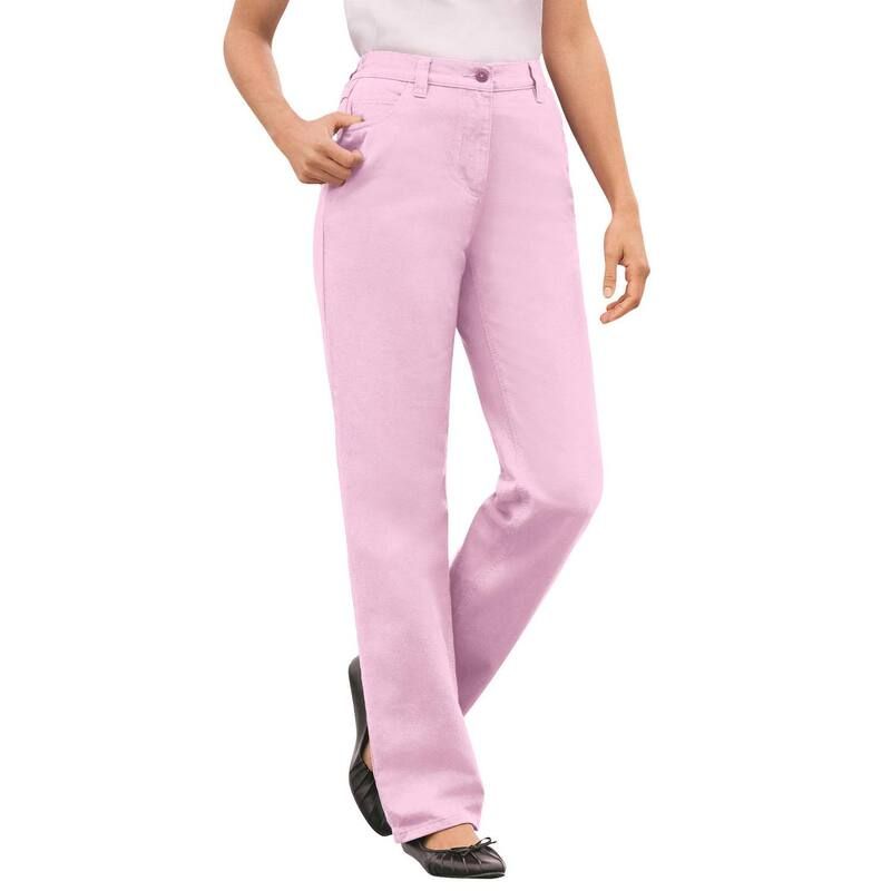 ウーマン ウィズイン レディース ボトムス デニムパンツ プラスサイズ コットン ジーンズ Woman Within Plusize Perfect AllCotton BackElastic Denim Jeans Pink ピンク