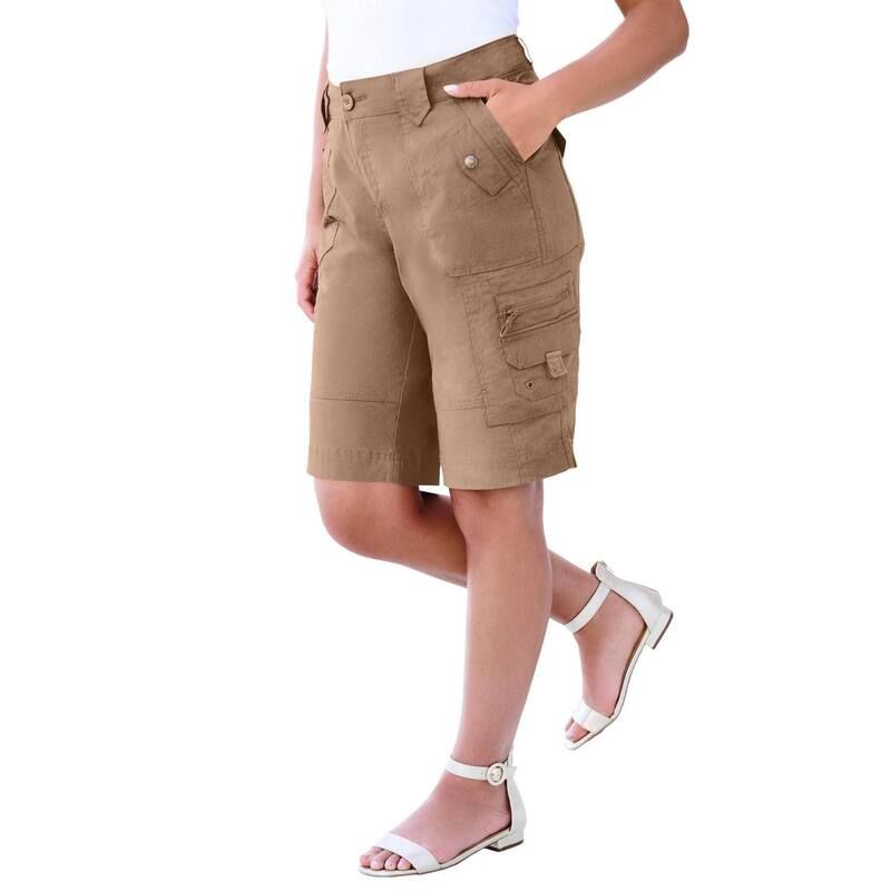 ロアマンズ レディース ボトムス ハーフパンツ・ショーツ プラスサイズ ショートパンツ Roamans Womens Plusize Cargo Shorts Brown Sugar ブラウン