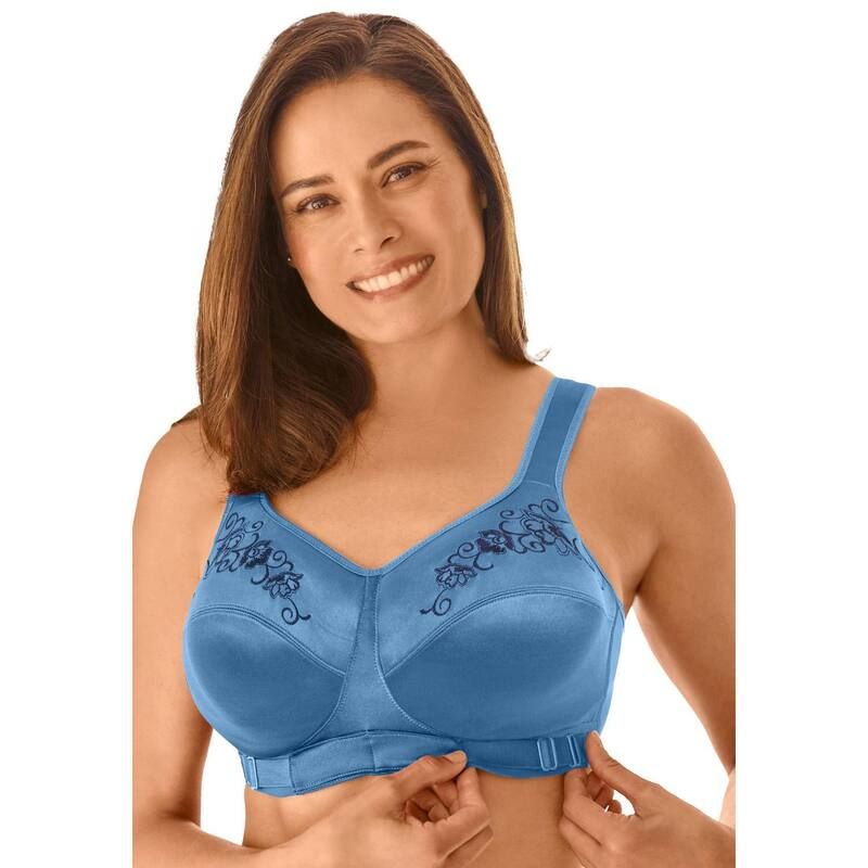 コンフォート チョイス レディース アンダーウェア ブラジャー プラスサイズ 刺繍 Comfort Choice Womens Plusize Thembroidered Custom Fit Bra Dusty Indigo インディゴ