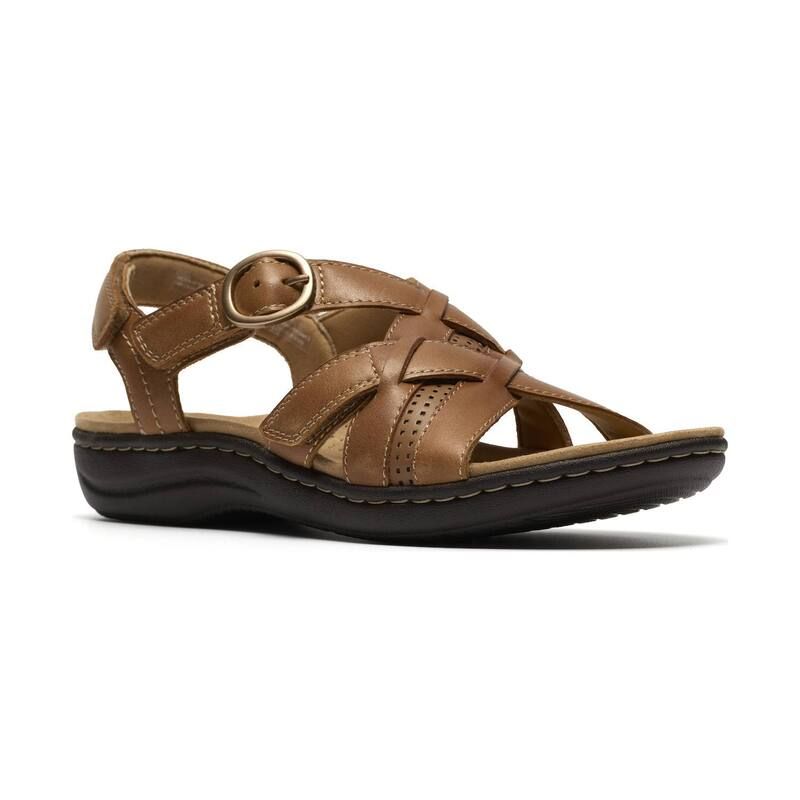 クラークス レディース シューズ サンダル レザー Clarks Laurieann Mae Womens Flat Leather Sandals Tan タン