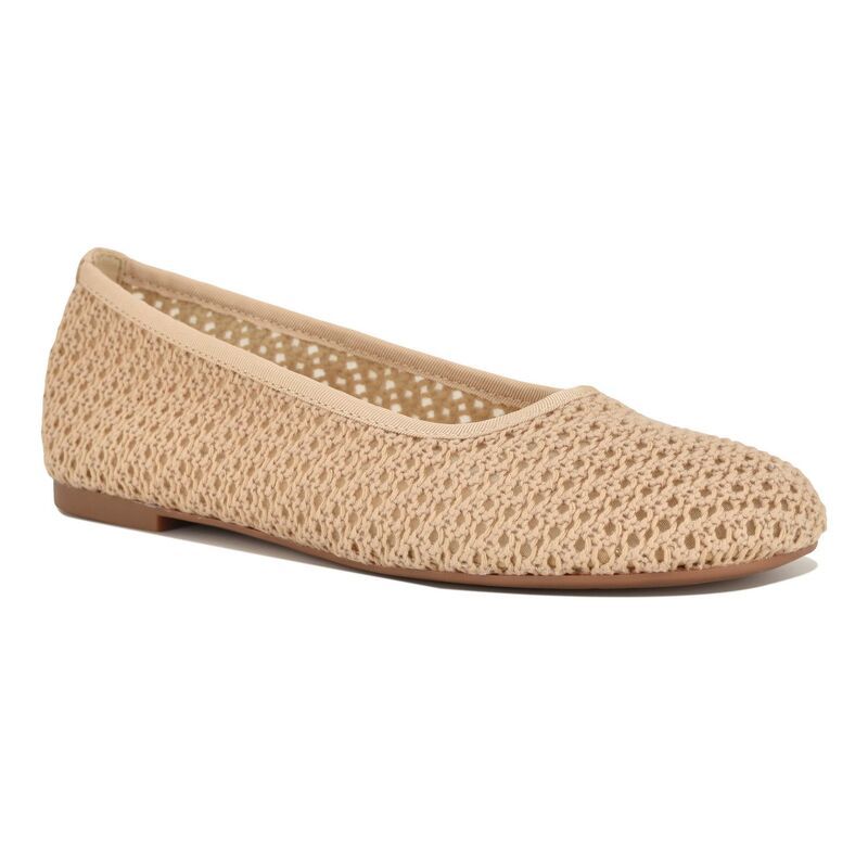 ナインウェスト レディース シューズ サンダル Nine West Burnne Womens Round Toe SlipOn Dress Flats Cream Crochet クリーム