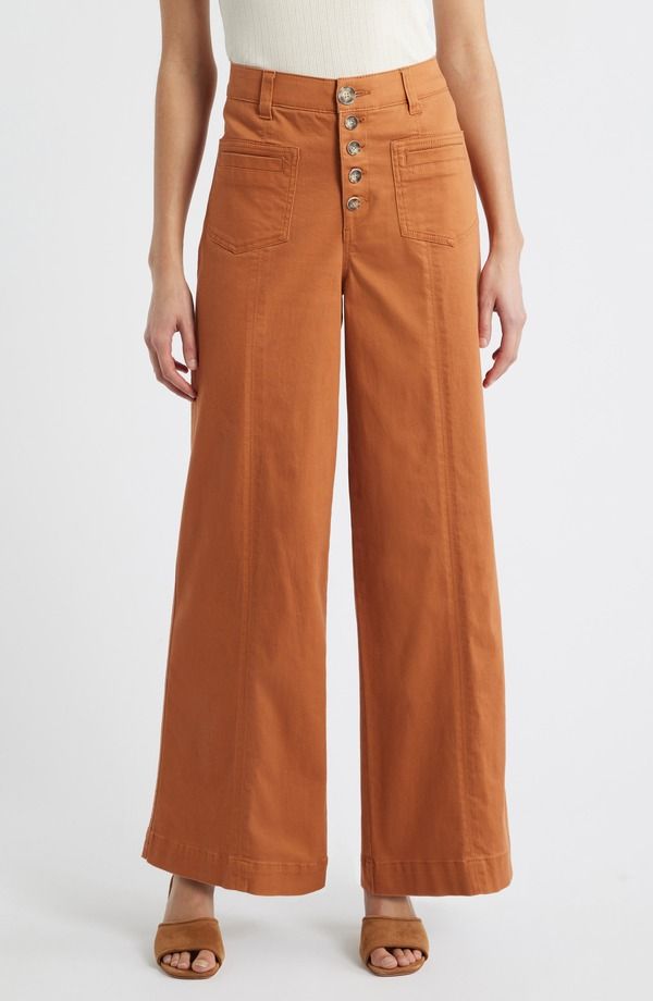 ウィットウィズダム レディース ボトムス レギンス ワイドレッグ ハイウエスト パンツ Wit Wisdom Skyrise High Waist Exposed Button Fly Wide Leg Pants Desert Bronze