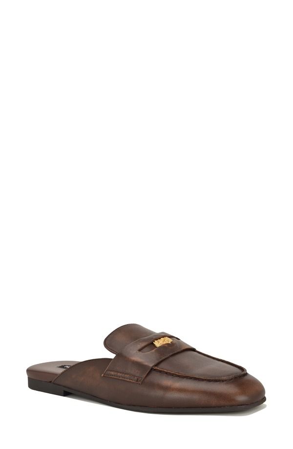 ナインウェスト レディース シューズ スリッポン・ローファー Nine West Evans Penny Loafer Mule Dark Brown ブラウン
