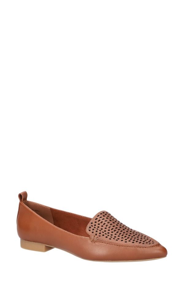ベラヴィータ レディース シューズ パンプス Bella Vitalessi Perforated Pointed Toe Flat Dark Tan Leather タン
