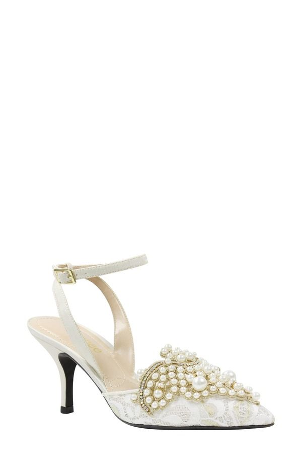 ジェイレニー レディース シューズ ヒール J Rene Desdemona Pointed Toe Pump Ivory White Fabric ホワイト
