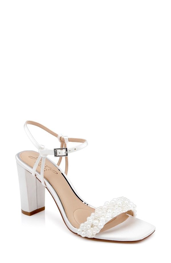 ジュウェルダグレイミシュカ レディース シューズ ヒール サンダル アンクル Jewel Badgley Mischka Peoriankle Strap Sandal Ivory Satin アイボリー