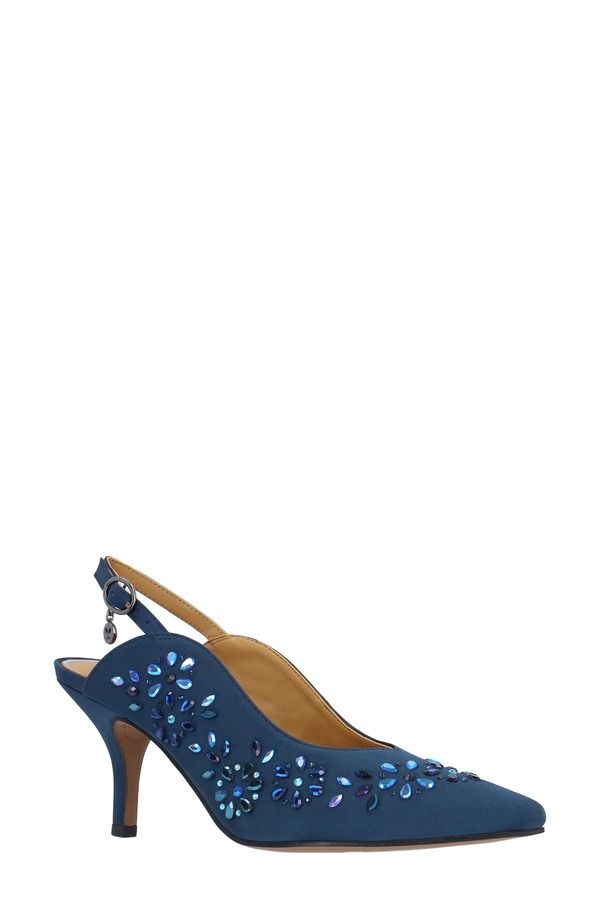 ジェイレニー レディース シューズ ヒール J Rene Solara Pointed Toe Slingback Pump Navy ネイビー