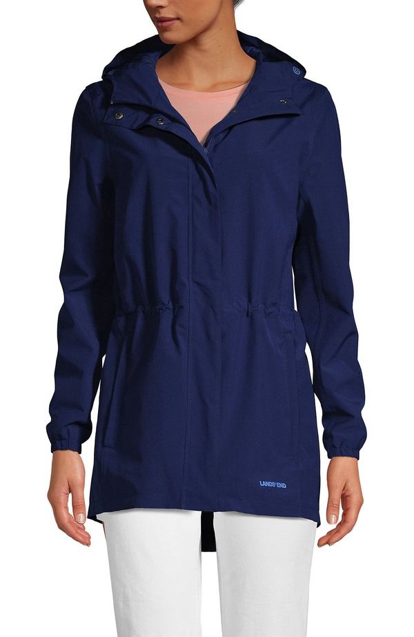 ランズエンド レディース アウター ジャケット・ブルゾン コート Lands End Squall Packable Waterproof Raincoat Deep Sea Navy ネイビー