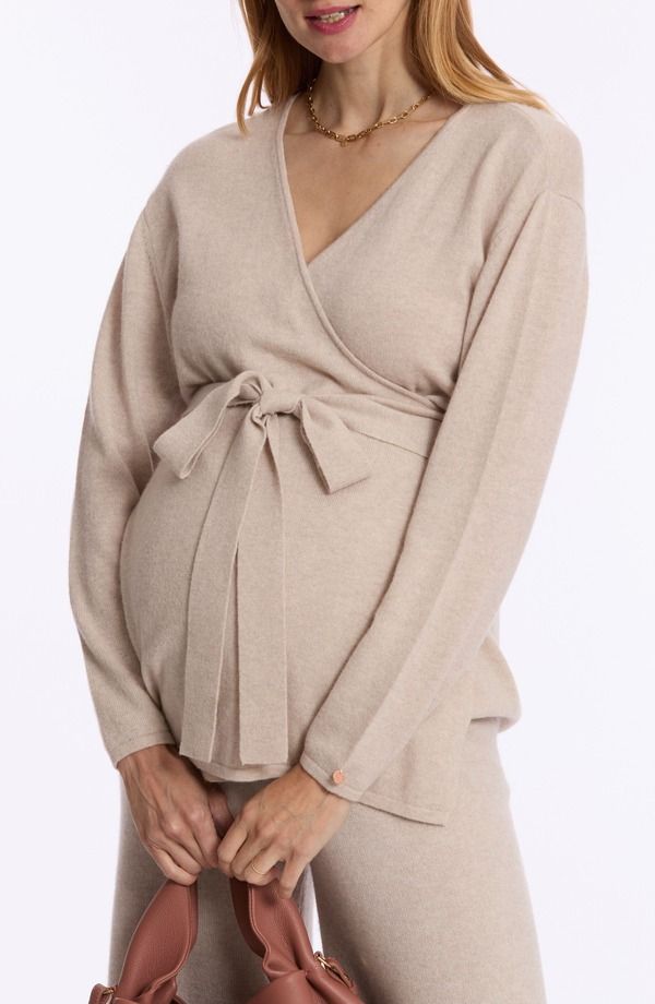 カシュクール レディース アウター パーカー・スウェット セーター マタニティ Cache Coeur Beverly Maternity Wrap Sweater Beige ベージュ