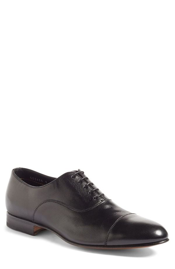 サントーニ メンズ シューズ オックスフォード キャップ Santoni Darian Cap Toe Oxford Black ブラック