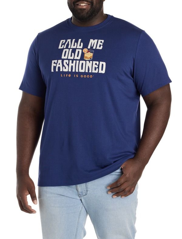ライフイズグッド メンズ トップス Tシャツ トール グラフィック LIFE IS GOOD Big Tall Old Fashioned Graphic Tee Navy ネイビー