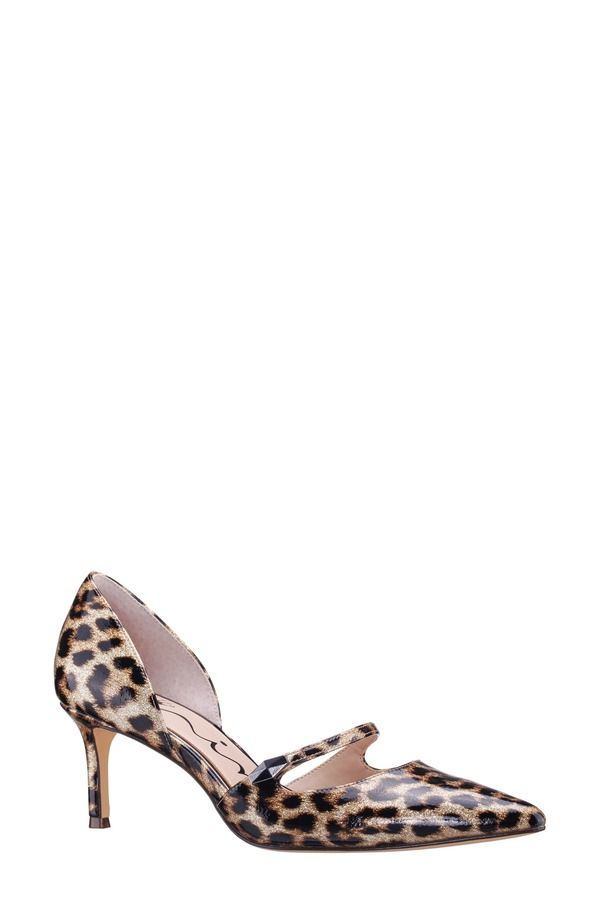 ニナ レディース シューズ ヒール キャップ Ninashly Pointed Toe Cap Toe Mary Jane Pump Leopard アニマル